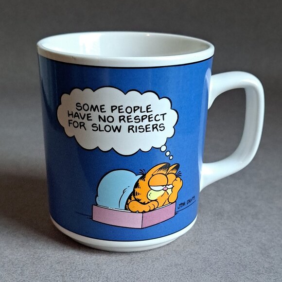 VINTAGE Garfield: Slow Risers USED Coffee Mug (Enesco, Garfield, Lasagna) PM - Picture 1 of 6